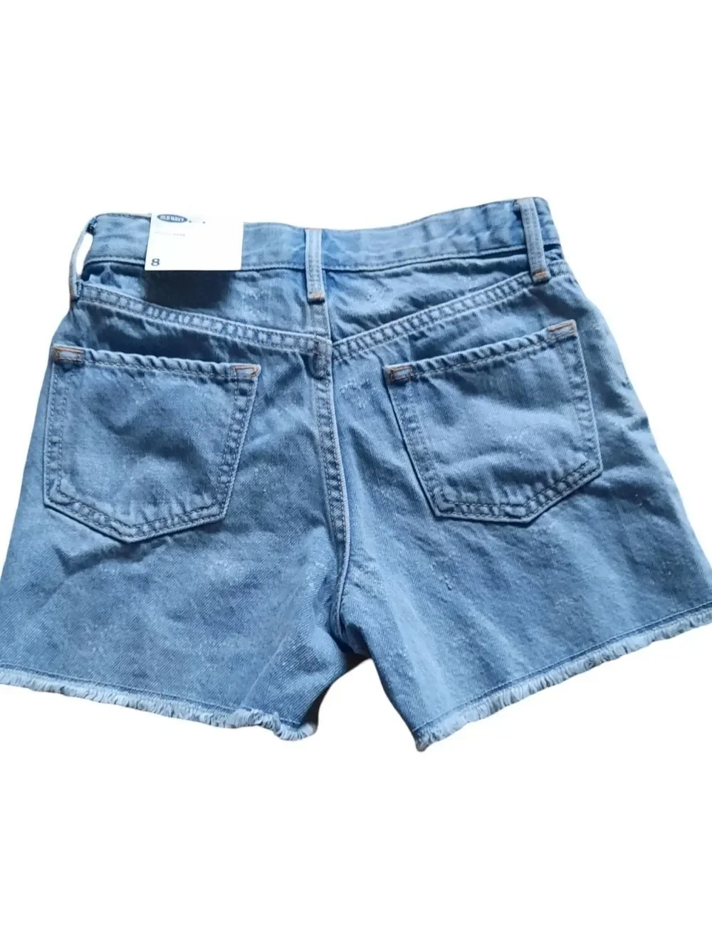 Old Navy Light Blue Denim Heart Print Frayed Hem Shorts
